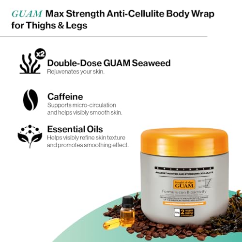 Guam Anti-Cellulite Body Wrap for Thighs & Legs, 17.6oz MAX Strength Hot Mud