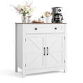 Farmhouse Buffet Cabinet with 2 Doors - White Sideboard with Adjustable Shelves and Drawer, 30" Coffee Bar Station