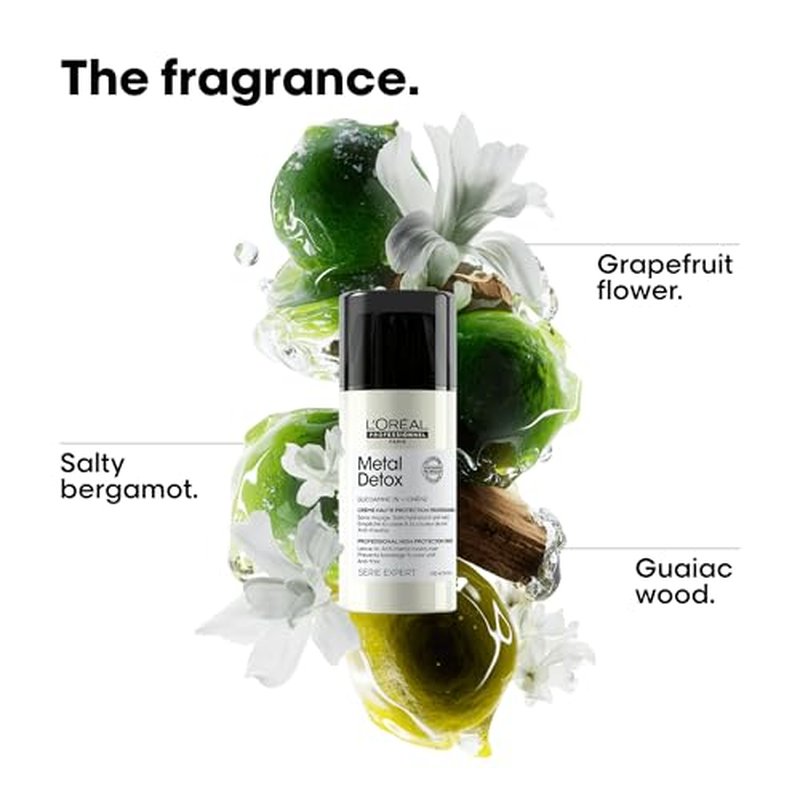 L'Or?al Professionnel Paris Metal Detox Smoothing Cream - Lightweight Styling Leave-In Treatment For All Hair Types, Hydrates and Protects Against Frizz, UV & Metals