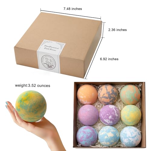 9-Piece Natural Essential Oil Bath Bombs Set - Handmade Spa & Relaxation Gift