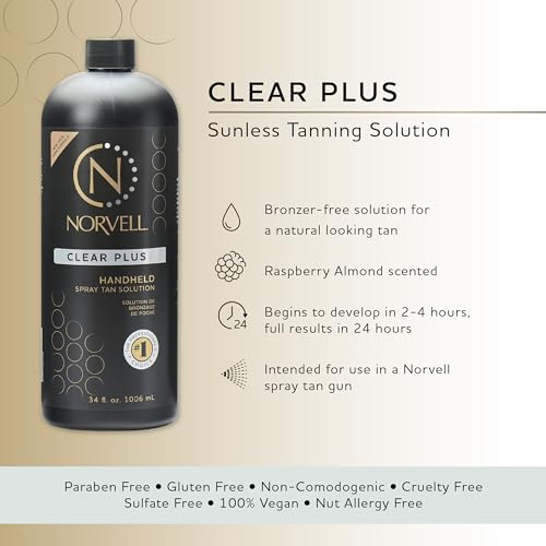 Professional Spray Tan Solution Clear Plus 1L Fast Drying for Natural Glow