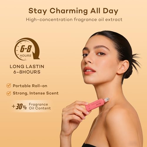 Purefittech Rose Cashmere Pheromone Perfume Roll-On with Bear Keychain, All-Day Fresh 10ml