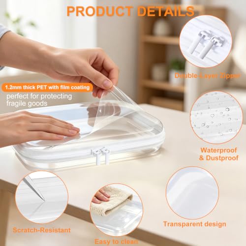 CEOJPA 3L Clear Hard Shell Zipper Case Waterproof Travel Toiletry & Makeup Bag