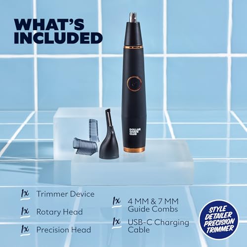 Nose & Ear Hair Trimmer with Detailing & Guide Combs - Waterproof Rechargeable Grooming Tool