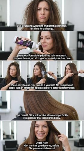Formaldehyde-Free Hair Smoothing Kit for Frizz Control & Deep Repair - 8oz
