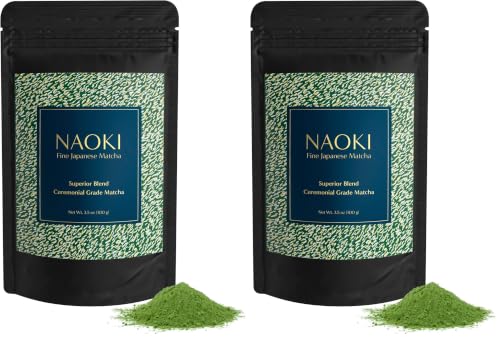 Naoki Matcha Superior Ceremonial Grade Green Tea Powder - 3.5oz Pack of 2 - Uji Kyoto First Harvest