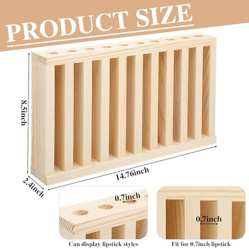 1 Pcs Wooden Lipsticks Holder 0.7 inch Lip Balm Tube Holder Lip Gloss Organizer Display Wood Lipsticks Tube Tower Organizer for Market Craft Booth Room Display (10 Slot)