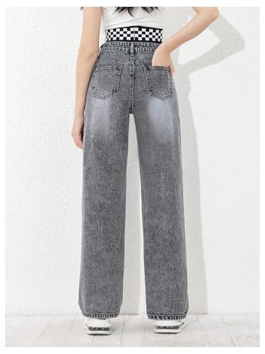 SweatyRocks High Waist Denim Flare Leg Jeans for Girls with Pockets