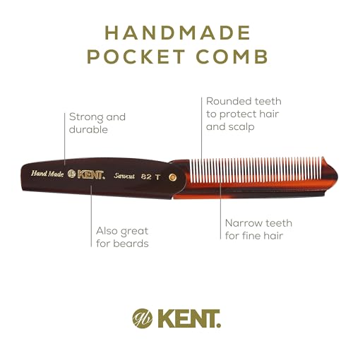 Kent 82T Handmade Folding Pocket Comb 3 Pack Tortoiseshell Fine Tooth Hair & Beard Comb