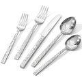 Kingstone Silver 40-Piece Hammered Flatware Set for 8, 18/10 Stainless Steel