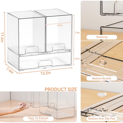 Baby Bottle Organizer with Stackable Drawers - BPA Free Countertop Storage for Breast Pump Parts & Accessories