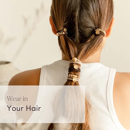 Sunlight Variation of By Lilla Handmade Hair Tie Bracelet with Gold Accents - Boho Jewelry for Women & Teens