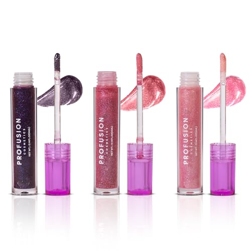 Profusion Cosmetics Sea Witch 3 PC Shimmer Lip Gloss - Long-Wearing Effortless Gliding, Intense Color and Creamy Texture, Versatile, Smooth & Vivacious Beauty Tool
