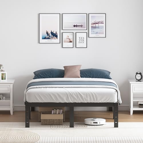 Queen Size 14 Inch Heavy Duty Metal Bed Frame - No Box Spring Needed, Under-Bed Storage, Noise-Free, Easy Assembly