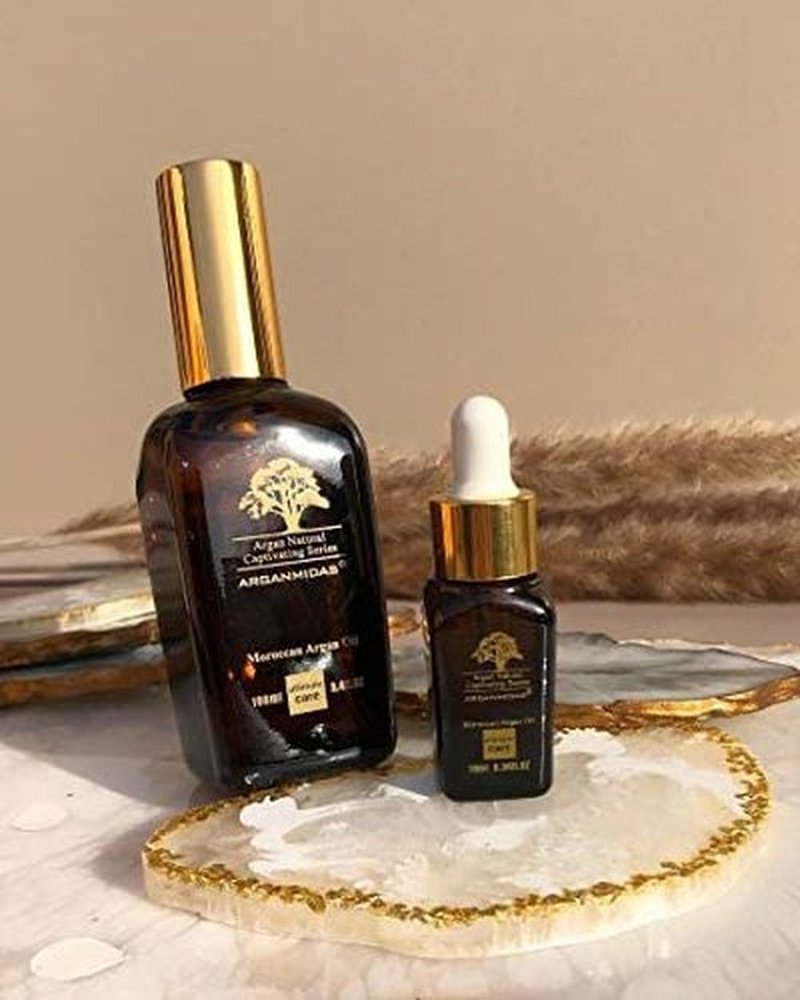 Arganmidas Moroccan Argan Oil 100ml Perfect for Leave in Treatment & Conditioner ALSO for Face and Body- Wonderful Anti Aging, Anti Wrinkle Beauty Secret,