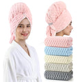 Extra Large Microfiber Hair Towels Set - Soft Over-Sized Wraps with Elastic Straps, 23x47 Inches, 5 Colors