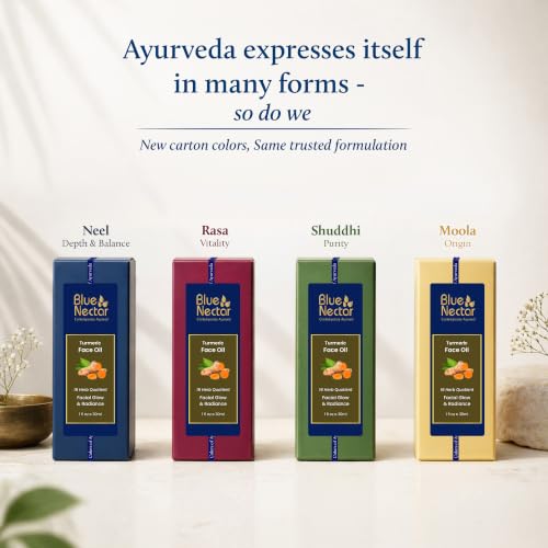 Blue Nectar Turmeric Face Oil - Ayurvedic Nourishing Serum with 16 Herbs