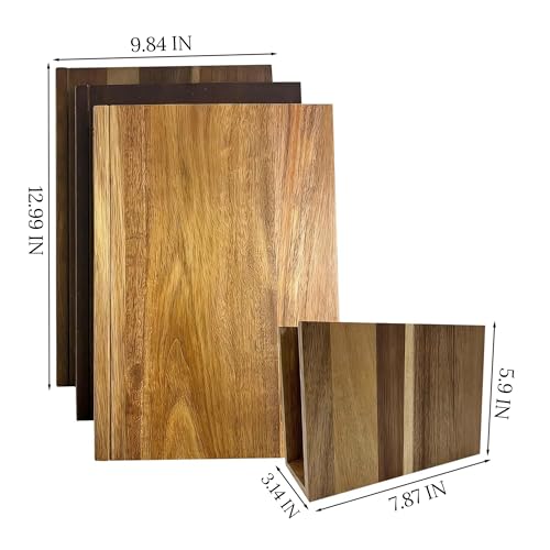 Book Shaped Cutting Board Set with Stand - Acacia Wood, 3 Pieces, Variation 1