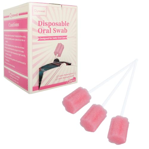 Qyoswab Safety Oral Swabs 250 pcs - Gum-Protective, Individually Wrapped, Unflavored, for Elderly & Dry Mouth Relief