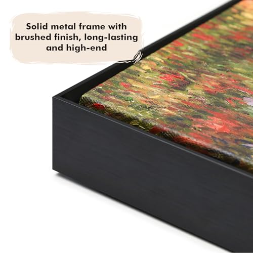 36x36 Black Float Frame for Stretched Canvas Art - 1.5 Inch Deep, Modern Metal