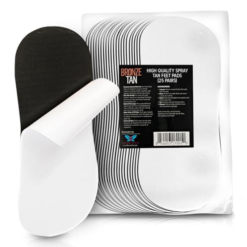 Bronze Tan Sticky Pads for Feet ? 25 Pairs, Disposable & Hygienic Non-Slip Pads ? Eco-Friendly Tanning Foot Protectors for Sunless or Self-Tanning at Home or Salon
