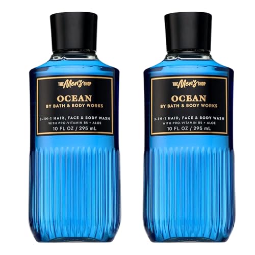 Bath & Body Works 3-in-1 Hair, Face & Body Wash for Men ? Ocean Scent, Men's Shampoo & Cleanser with Pro-Vitamin B5 & Aloe, Coastal Air & Cypress Scent, 10 fl oz - 2 Pack