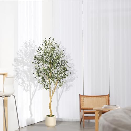FEELEAD 6ft Artificial Olive Tree with Pre-Potted Planter - Indoor Home Decor
