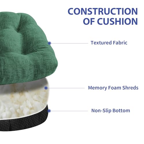 Memory Foam Chair Cushions Set of 4 - 15.5x15.5x4 Inches Dark Green Variation 4