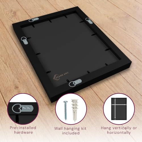 Frame Amo 16x20 Black Gallery Frame with Tempered Glass, Mats & Wood Finish - Signature Edition