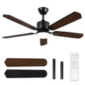 Standle 52-Inch Black Ceiling Fan with Lights & Remote Control, Dual-Sided Blades