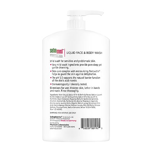 Sebamed Liquid Body & Face Wash 1L - Sensitive, Paraben-Free, Mild Cleanser