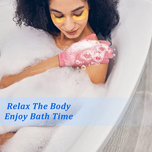 72 Pairs Exfoliating Shower Gloves Double Sided Body Scrub Gloves with Hanging Loop
