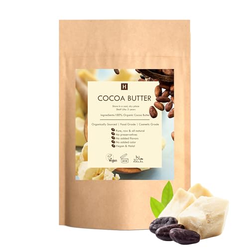 Pure Organic Cocoa Butter 16oz for Lotion, Lip Balm, Body Cream - Vegan, Non-GMO