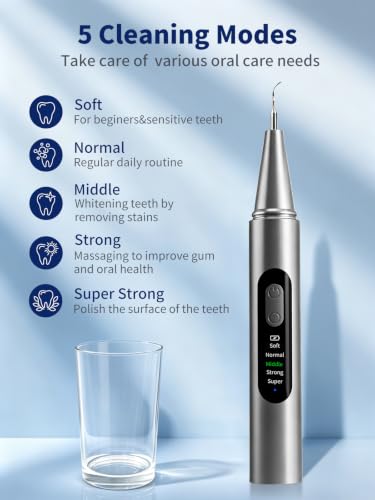 Teeth Plaque & Tartar Remover with HD Camera - Dental Cleaning Kit with LED Light & 5 Modes