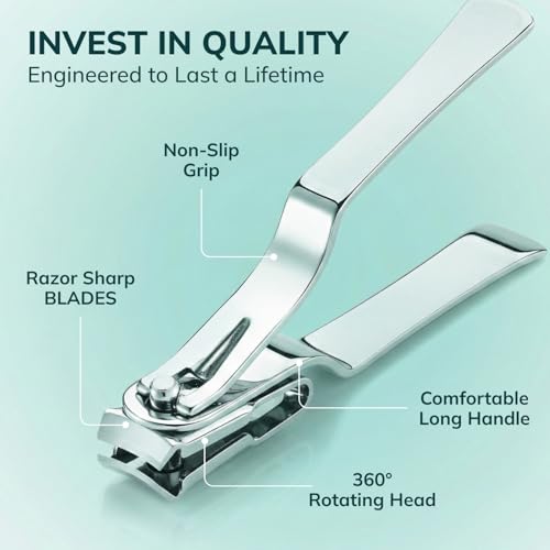 Swissker by Swissklip Nail Clippers for Men & Women | Finger Nail Clippers for Adult with 360 Degree Rotating Head I Fingernail Clippers for Women I Surgical-Grade Stainless Steel Material