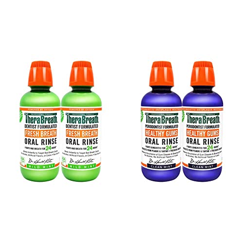 TheraBreath Fresh Breath Oral Rinse with Mint - 16oz Bottles (Pack of 4)