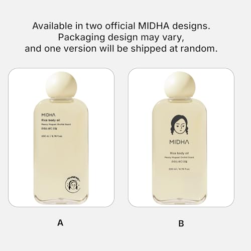 MIDHA Rice Body Oil with Vitamin E - Nourishing Lightweight Skin Moisturizer, 200ml