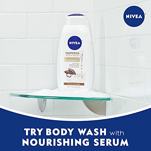 NIVEA Cocoa & Shea Butter Body Wash with Nourishing Serum - Pack of 3, 20 Fl Oz