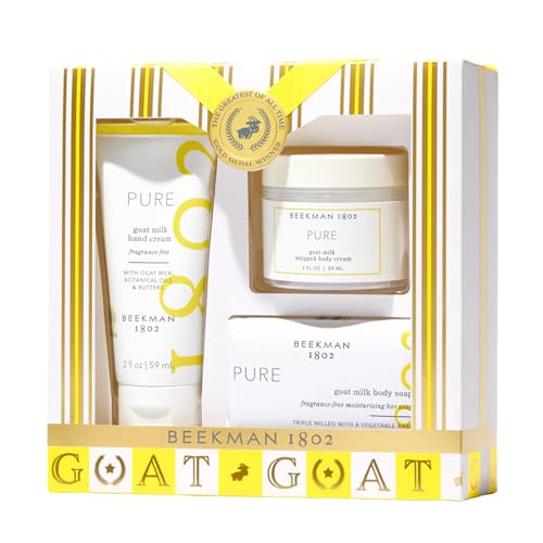 Pure 3-Piece Body Care Set with Goat Milk Soap, Body Cream & Hand Cream - Fragrance Free