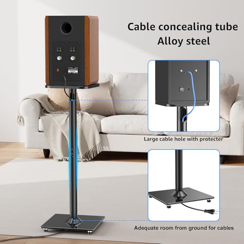 MOUNTUP Universal Speaker Stands Pair for Surround Sound Home Theater, 31" Height Floor Speaker Stands Max 22LBS, Bookshelf Studio Satellite Speakers Fit Klipsch Polk Yamaha, Non Slip Pad Easy Install