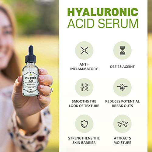 Herbalicious Hyaluronic Acid Serum for Face - Hydrating Anti-Aging Moisturizer, 2oz
