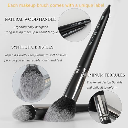 Black 18-Piece Professional Makeup Brush Set with Travel Case for Face & Eyes