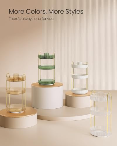 Round Rotating 3-Tier Makeup Organizer - Transparent, Customizable Vanity Storage