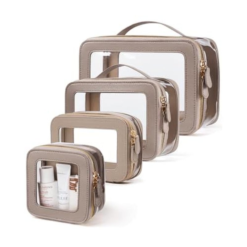 4 Pcs Clear Cosmetic Bag Set for Women Makeup Bag with Handle, Travel Toiletry Bag Transparent Cosmetic Case Portable Make Up Organizer Bag for Essentials