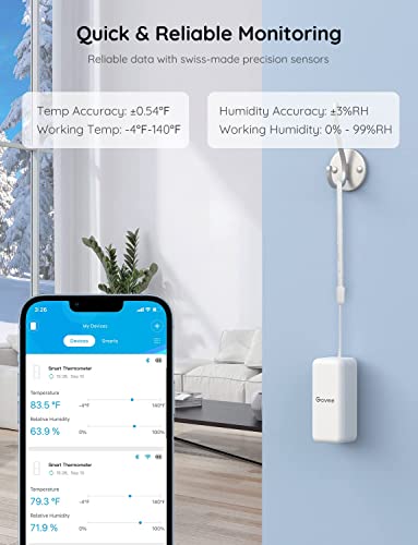 WiFi Hygrometer Thermometer 6 Pack with Gateway and Sensors for Indoor Outdoor Monitoring