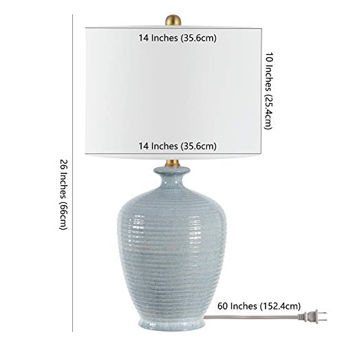 SAFAVIEH Henron 26-Inch Blue Ceramic Table Lamp with Fabric Shade