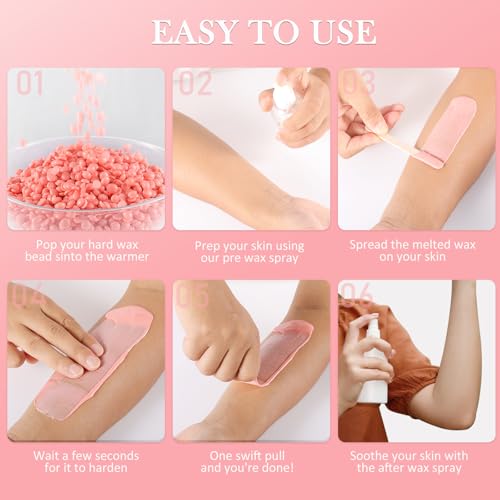 Hard Wax Beads Bulk - 2.5lb Facial & Body Hair Removal Kit - Painless Waxing for Sensitive Skin - Rose Variation