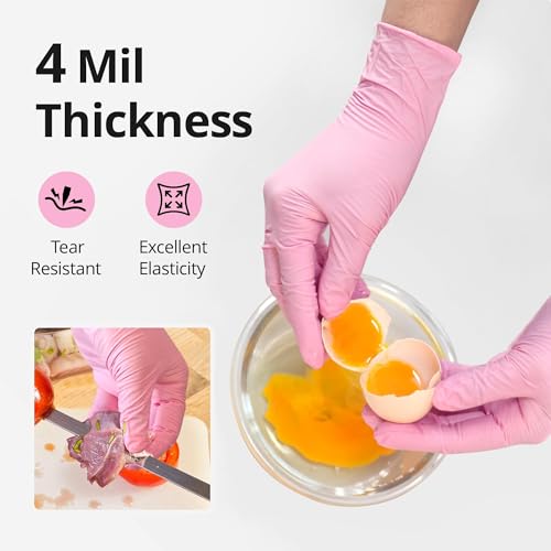 SwiftGrip Nitrile Exam Gloves 4 Mil Cherry Blossom Medium Disposable Food Safe Latex-Free Powder-Free (1000 Pack)