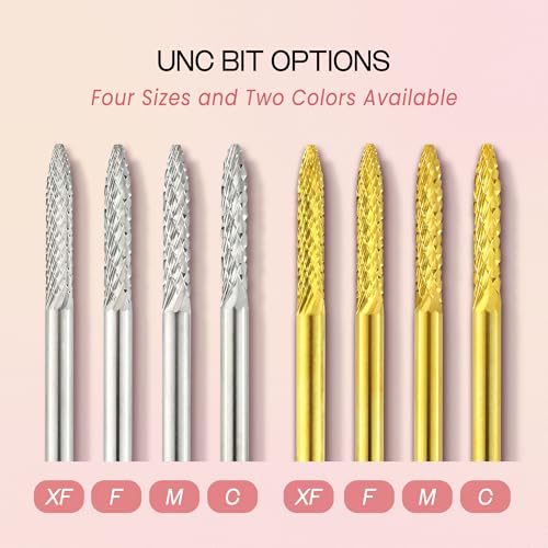 PANA 3/32" Carbide Cuticle Nail Drill Bit for Cuticle Cleaning, Dead Skin Removal, Gel Polish & Acrylic Removal, Under Nail Cleaner, Nail Salon, Manicure Tools (UNC - Silver, Extra Fine)