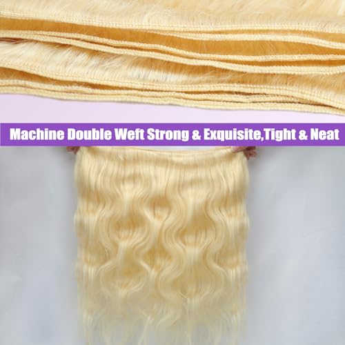 613 Blonde Body Wave Hair Bundles - 12 Inch Brazilian Virgin Human Hair - Variation BW-12 / 613